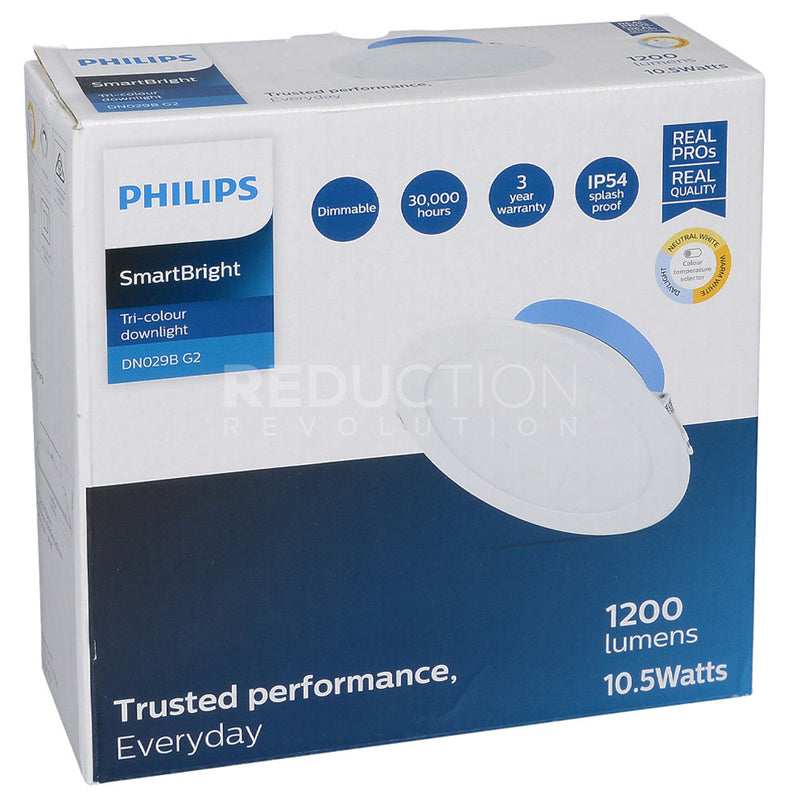 Philips Tri Colour LED Downlight 10.5W Dimmable (150mm)