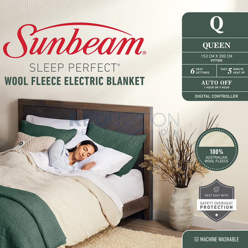 Sunbeam Queen Bed Wool Electric Blanket