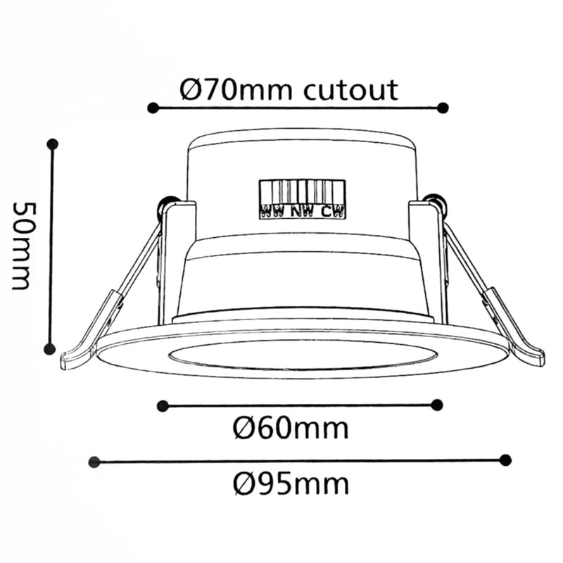 EGLO Tri Colour LED Downlight 6W (70mm)