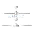 Size Comparison 132cm vs 152cm White Ceiling Fan Side On