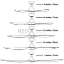Four ceiling fan sizes compared (40-72 inch)