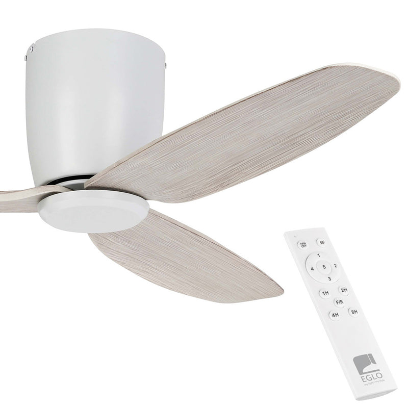EGLO Seacliff White & Oak DC Ceiling Fan (no light)