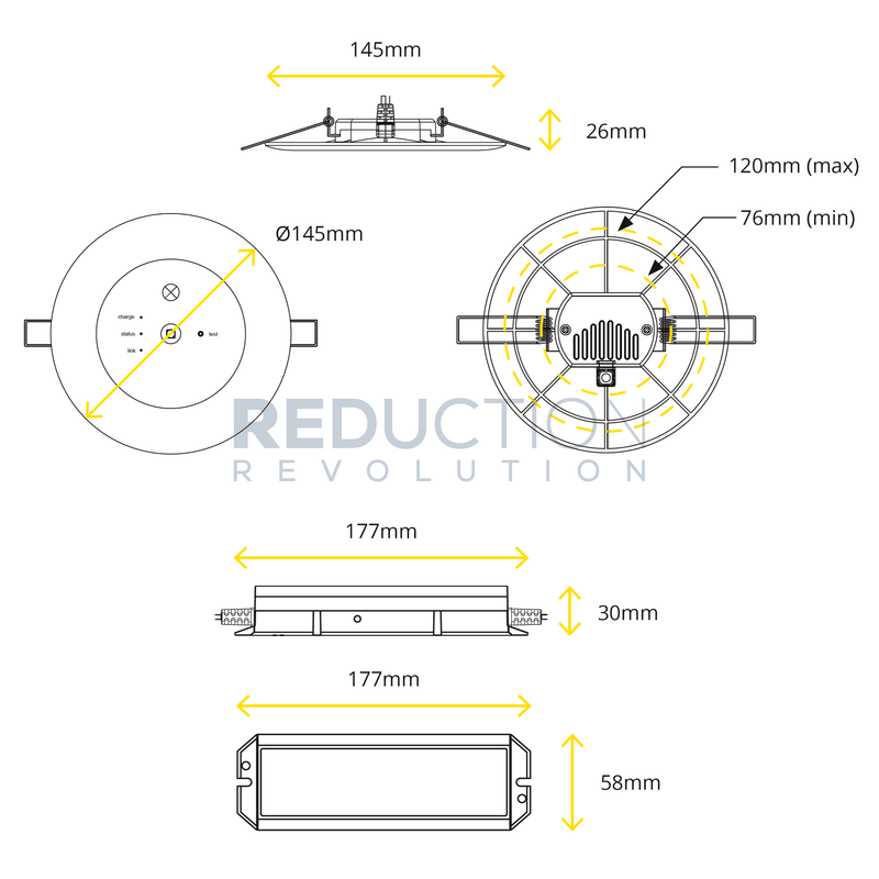 Emergency Light Spitfire Dimensions