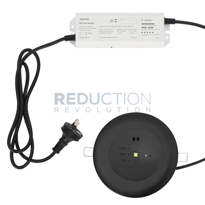 Black Spitfire Emergency Light With Lead & Plug