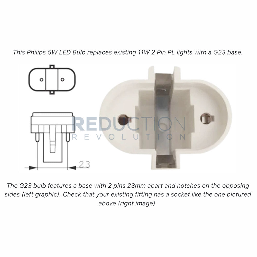 Two Pin Led Bulb Philips G23 2P 5W (11W) 2-Pin PLS LED Light Bulb