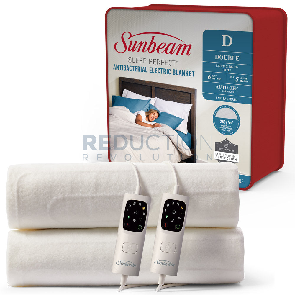 Double Bed Electric Blanket Sunbeam Antibacterial BLA6341