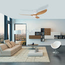Eglo Noosa DC Ceiling Fan in Bamboo & White shown as 60" size.