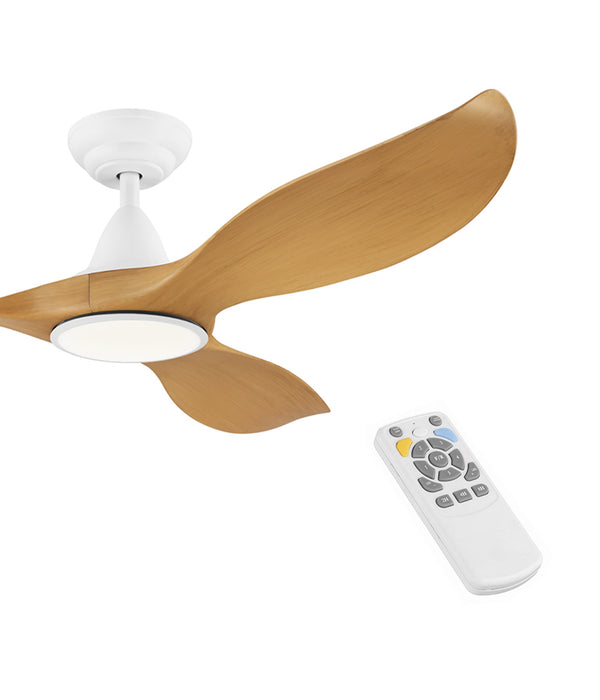 52" Light Bamboo Wood Look Ceiling Fan With LED Light & Remote