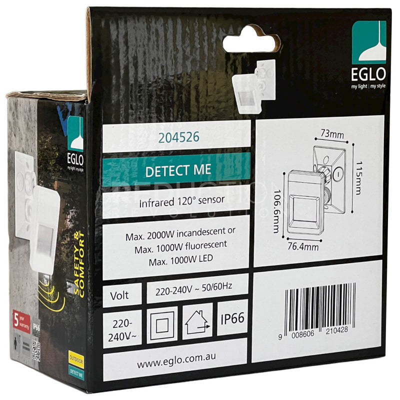 EGLO White Outdoor Motion Sensor Box Details