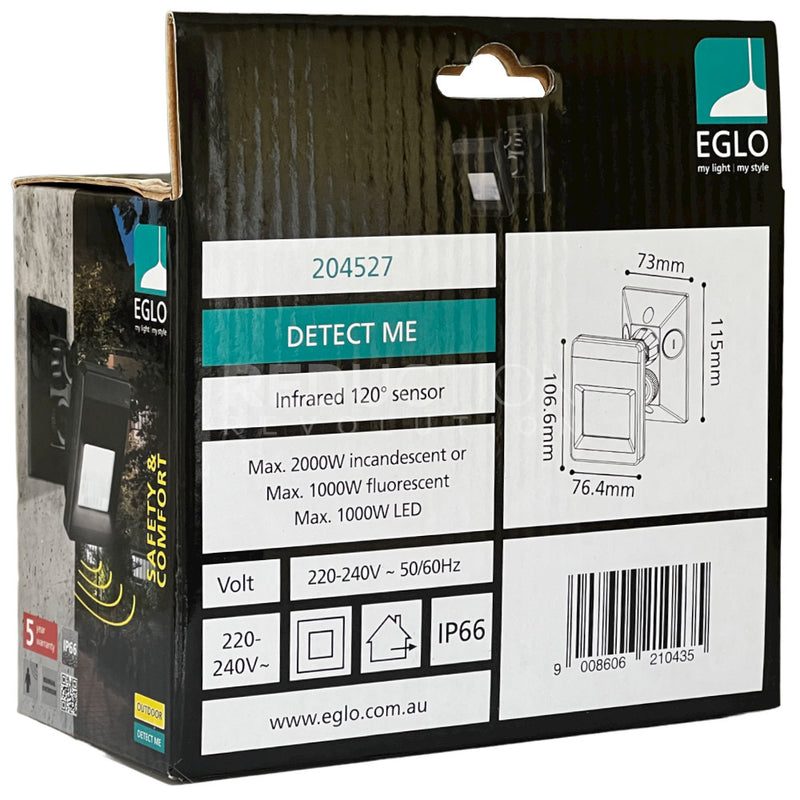 Black Motion Sensor - PIR Detector, IP66 Rated by EGLO