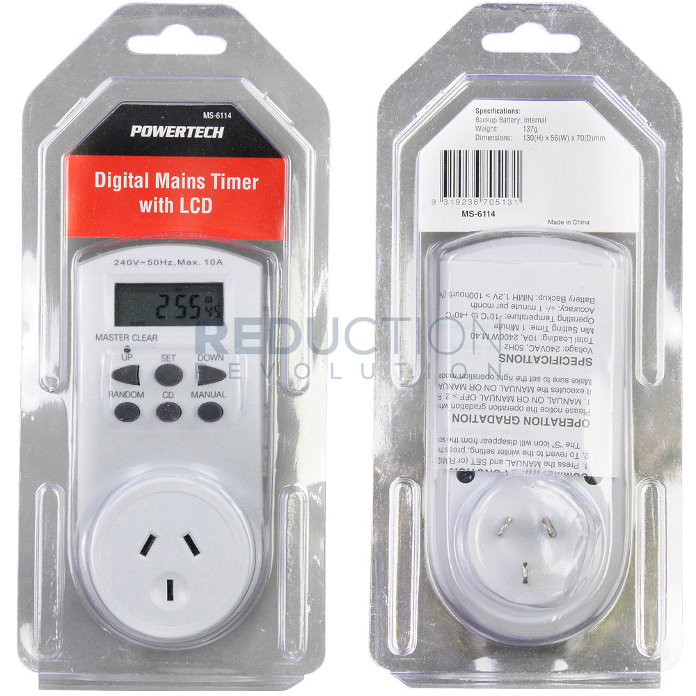 7 Day Digital Plug-In Mains Timer Switch - Weekly Programmable