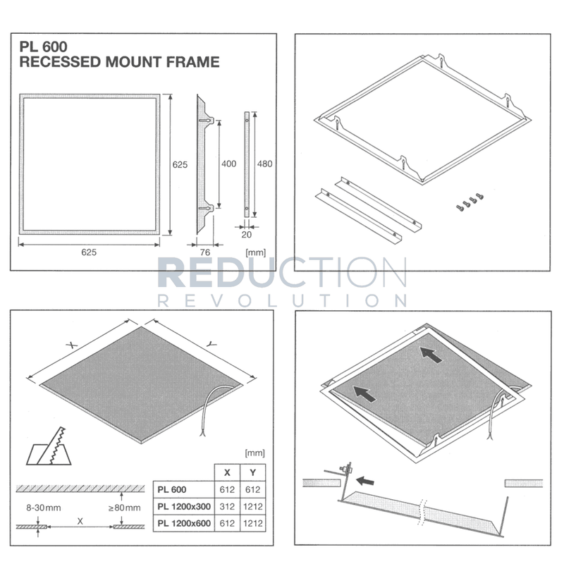 Recessed Mount Frame - 600 x 600mm
