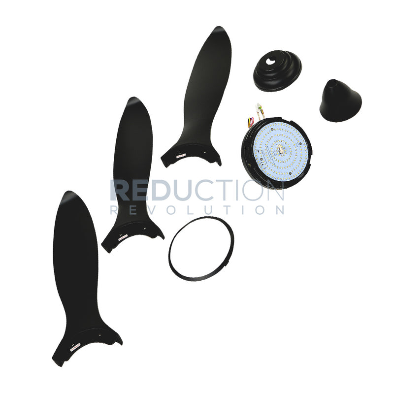 Black Ceiling Fan With Light Parts (Image 1 of 2)
