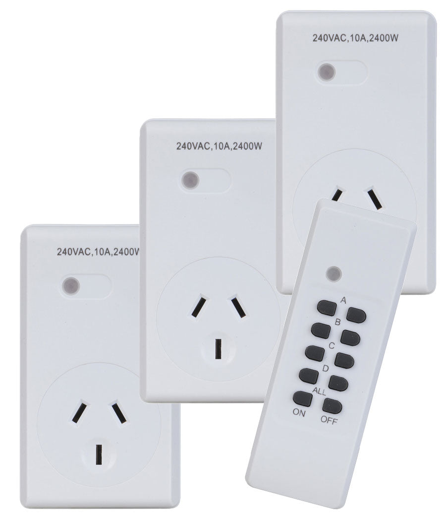 Led Remote Control Socket Remote Controlled Power Socket Set (3 Pack)