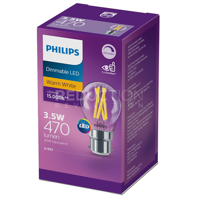 Philips LED Golf Ball Bulb B22 3.5W Dimmable