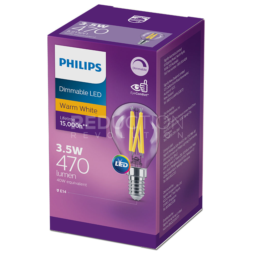 straal bezig Toelating Philips E14 Golf Ball LED Light Bulb 3.5W Dimmable