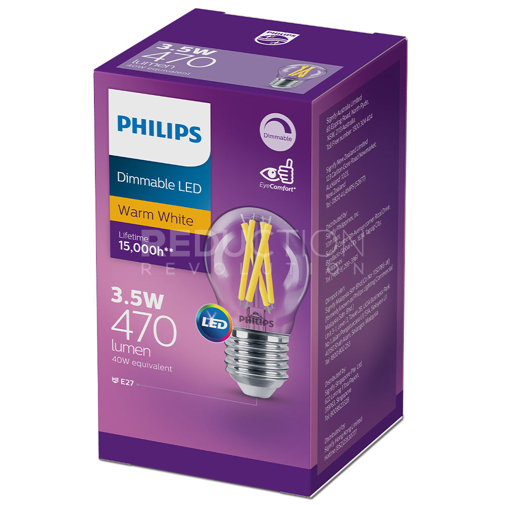 Philips E27 Golf Ball LED Light Bulb 3.5W Dimmable
