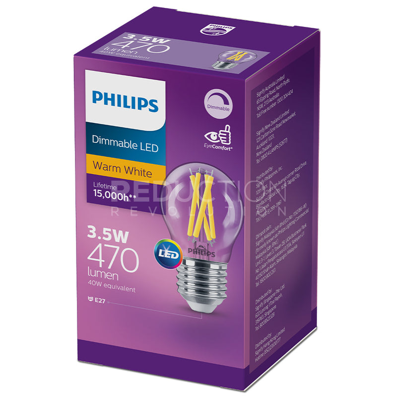 Philips E27 Golf Ball LED Light Bulb 3.5W Dimmable