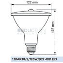 PAR38 Sensor Globe Dimensions