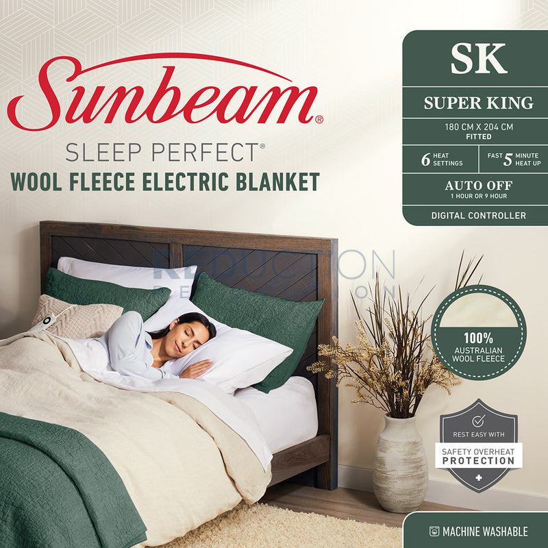 Sunbeam Super King Bed Wool Electric Blanket